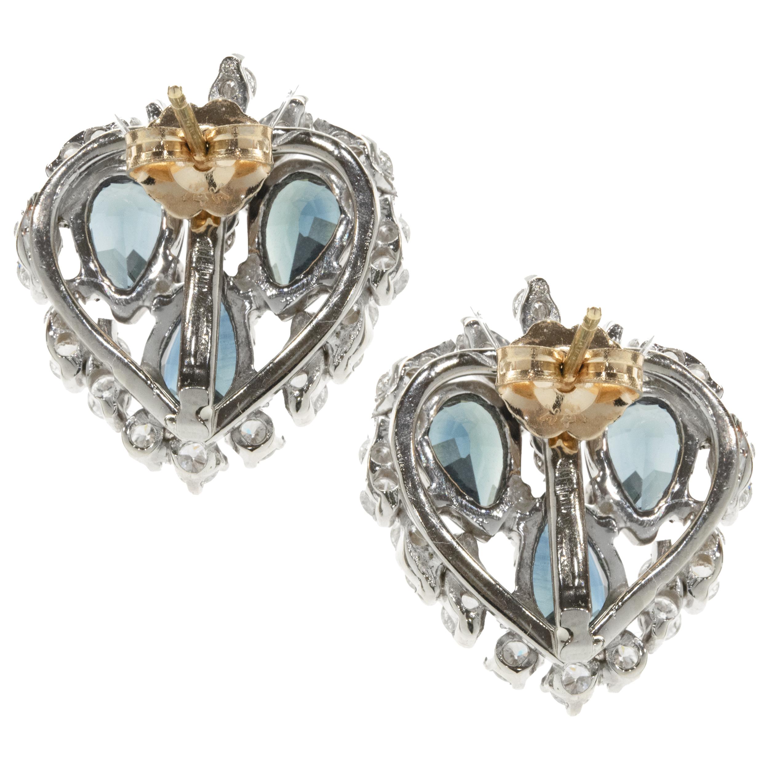 Designer: custom
Material: 14K white gold
Diamond: 54 round brilliant cut = 1.62cttw
Color: G
Clarity: SI1
Dimensions: earrings measure 19.70 x 18.17mm 
Fastenings: friction backs
Weight: 7.44 grams
