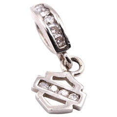 14 Karat White Gold Custom Harley Davidson Diamond Charm