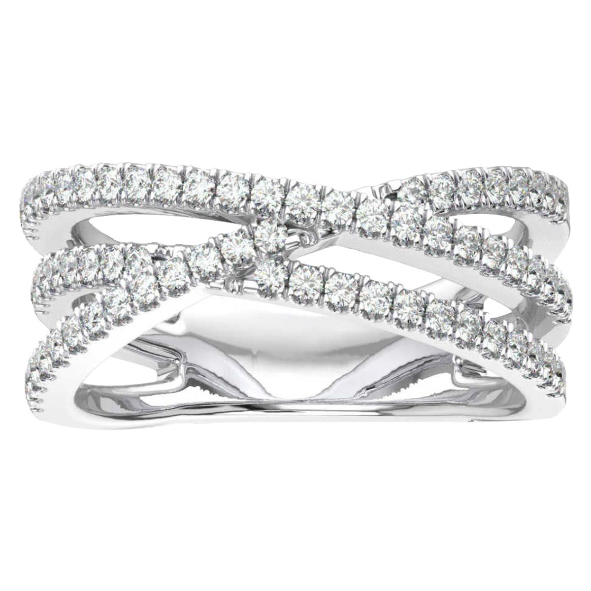 14 Karat White Gold Dahlia Interweave Diamond Ring '1/2 Carat' For Sale