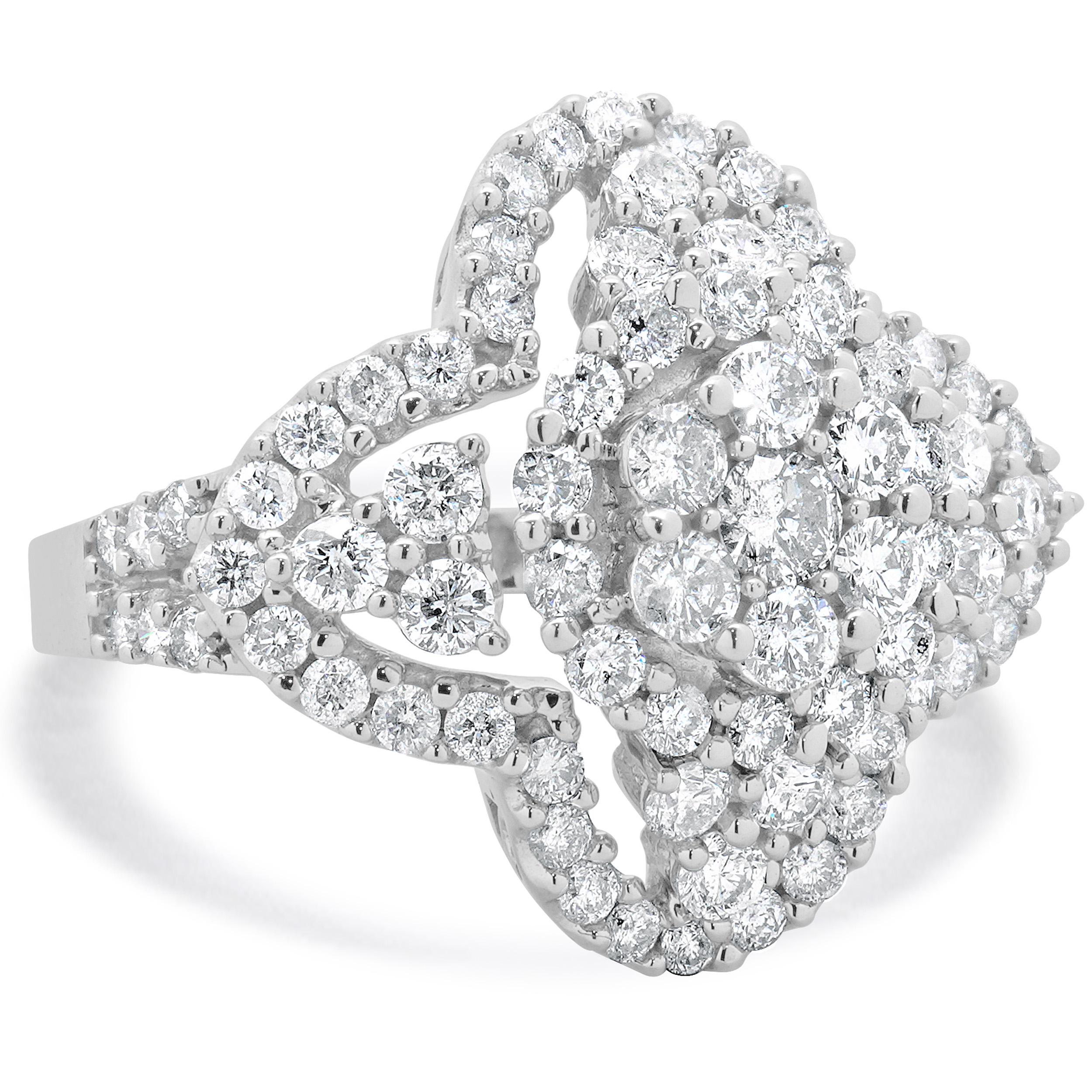 Bague en or blanc 14 carats à diamants en forme de halo de marguerite Excellent état - En vente à Scottsdale, AZ
