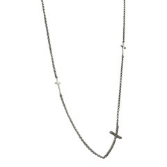 14 Karat White gold Diamond, 18" Sideways-Cross Necklace Chain .15ct SI1-G