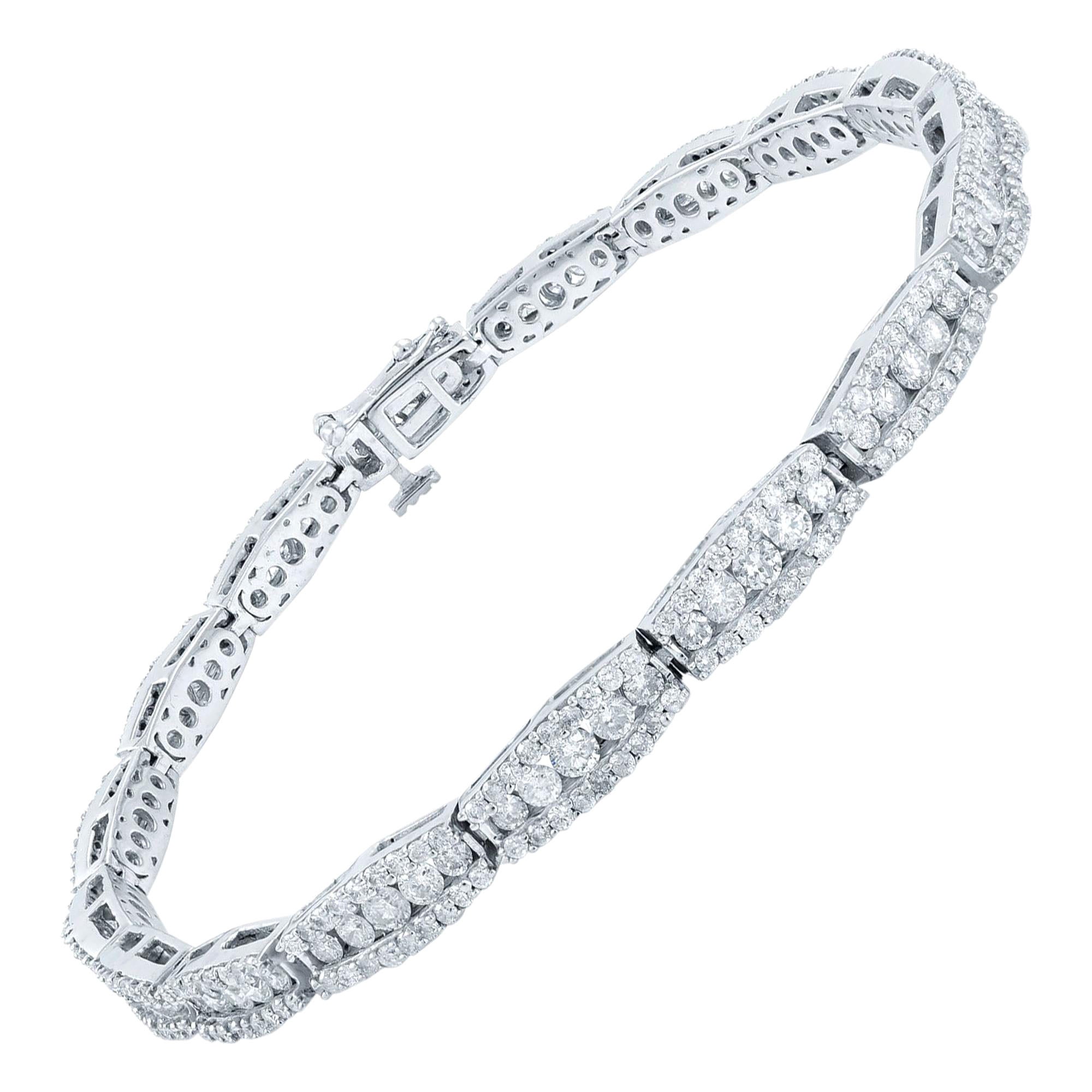 Pulsera de tenis para mujer en oro blanco de 14 quilates y diamantes de 3,60 quilates