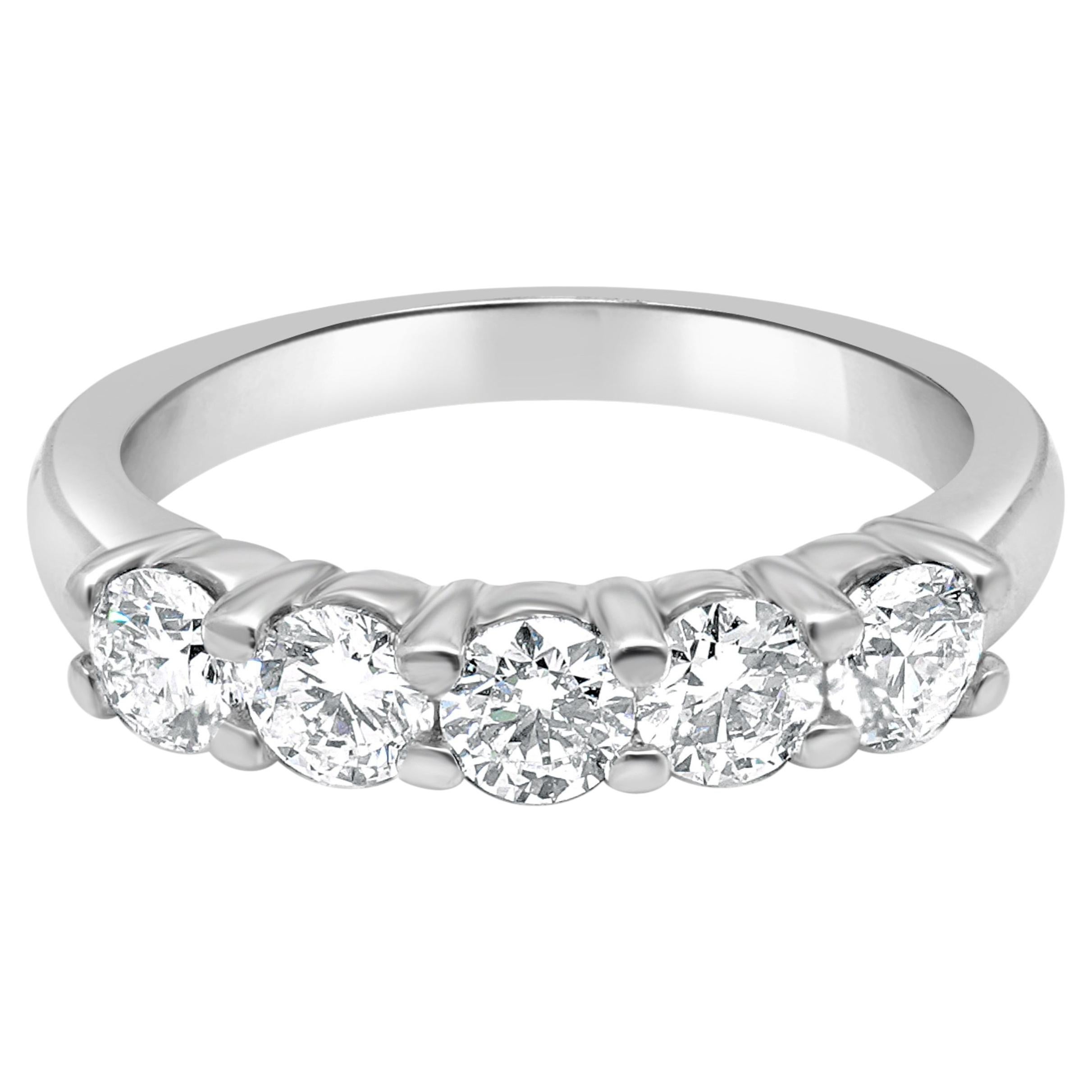 14 Karat Weißgold Diamant 5 Stone Band