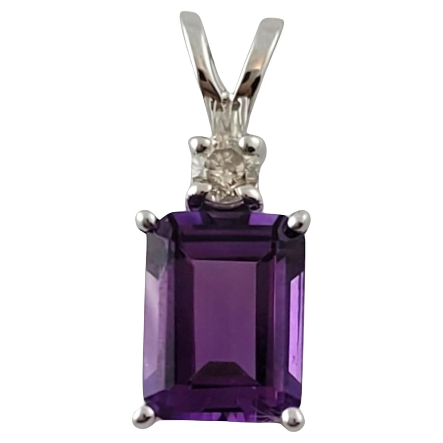 14 Karat White Gold Diamond & Amethyst Pendant #17777