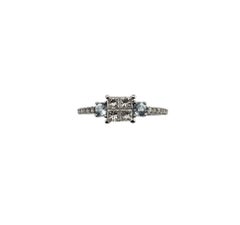14 Karat White Gold Diamond and Aquamarine Ring #13344