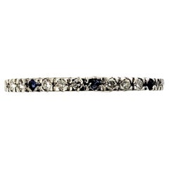 14 Karat White Gold Diamond and Blue Faceted Stone Band 5.25-5.5 #17273