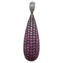 Vintage 14 Karat White Gold Diamond and Natural Pink Sapphire Ombre Pendant