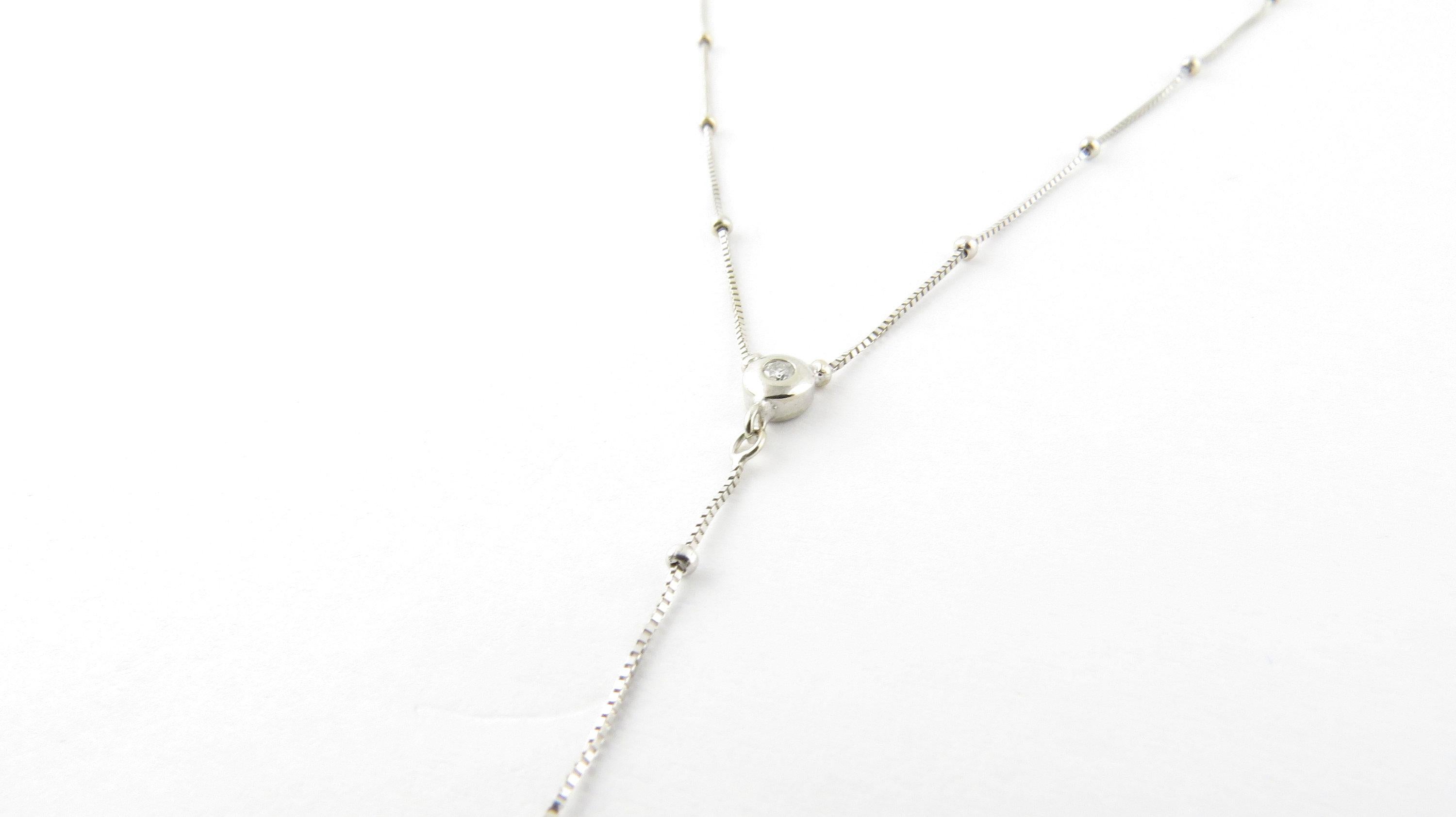 14 Karat White Gold Diamond and Pearl Drop Necklace In Good Condition In Washington Depot, CT