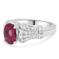 14 Karat White Gold Diamond and Pink Tourmaline Ring