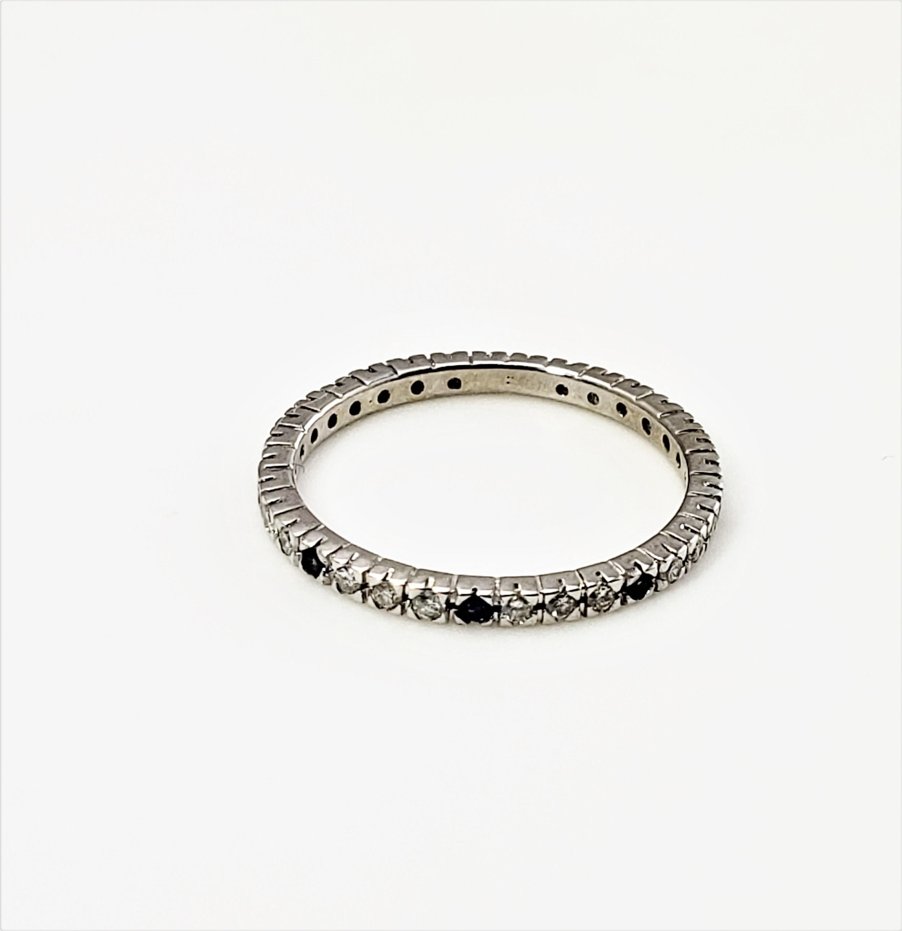 Women's 14 Karat White Gold Diamond and Sapphire Band Ring