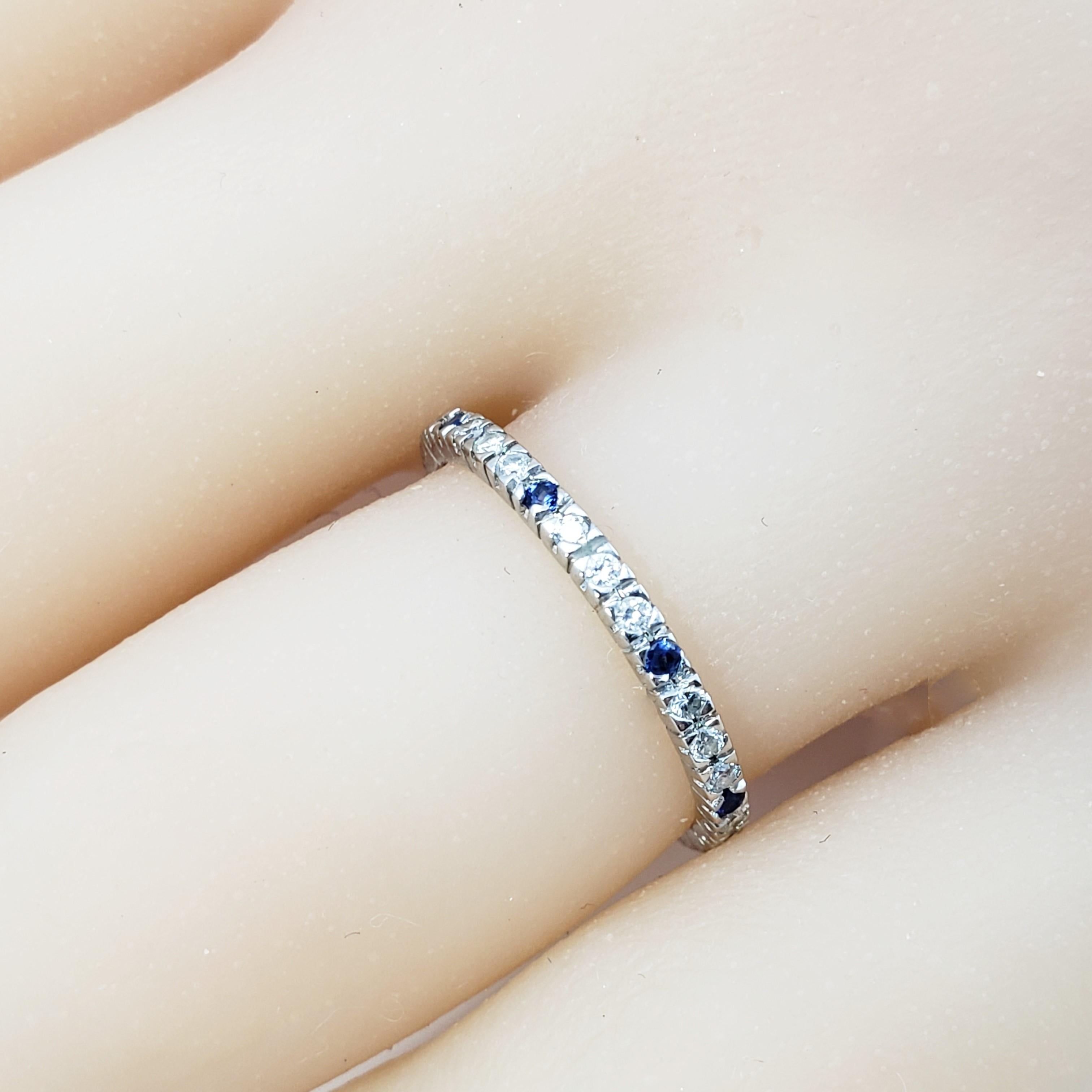 14 Karat White Gold Diamond and Sapphire Band Ring 2