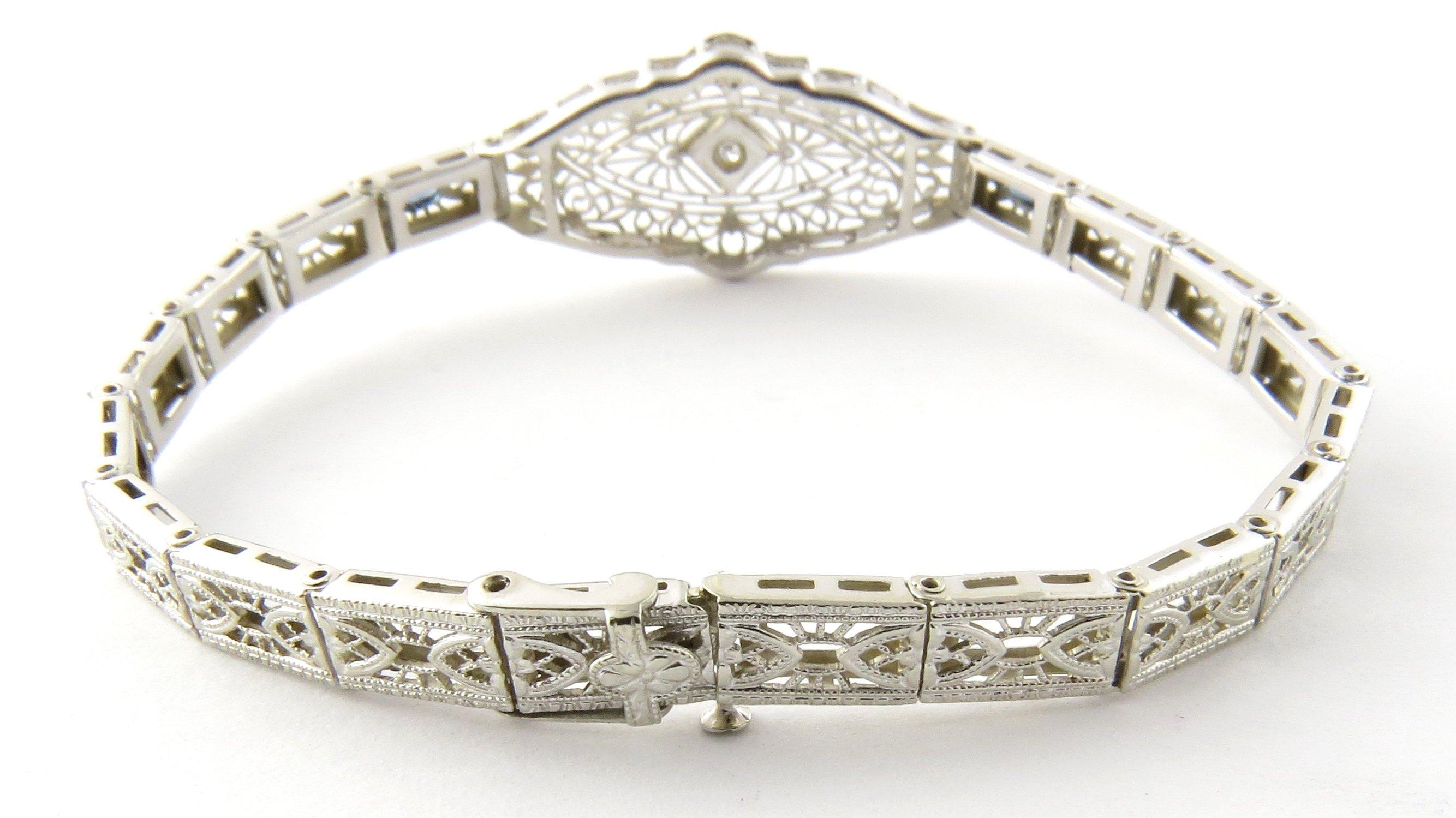14 Karat White Gold Diamond and Sapphire Bracelet In Excellent Condition In Washington Depot, CT