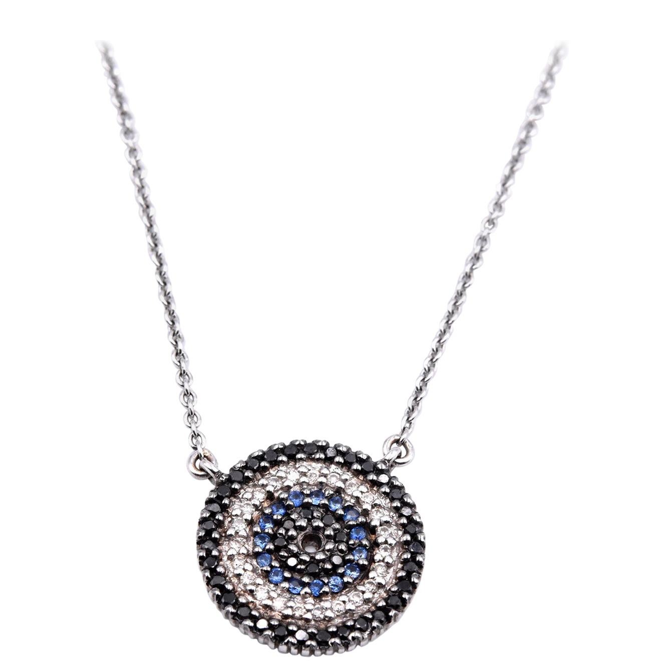 14 Karat White Gold Sydney Evans Diamond and Sapphire Necklace