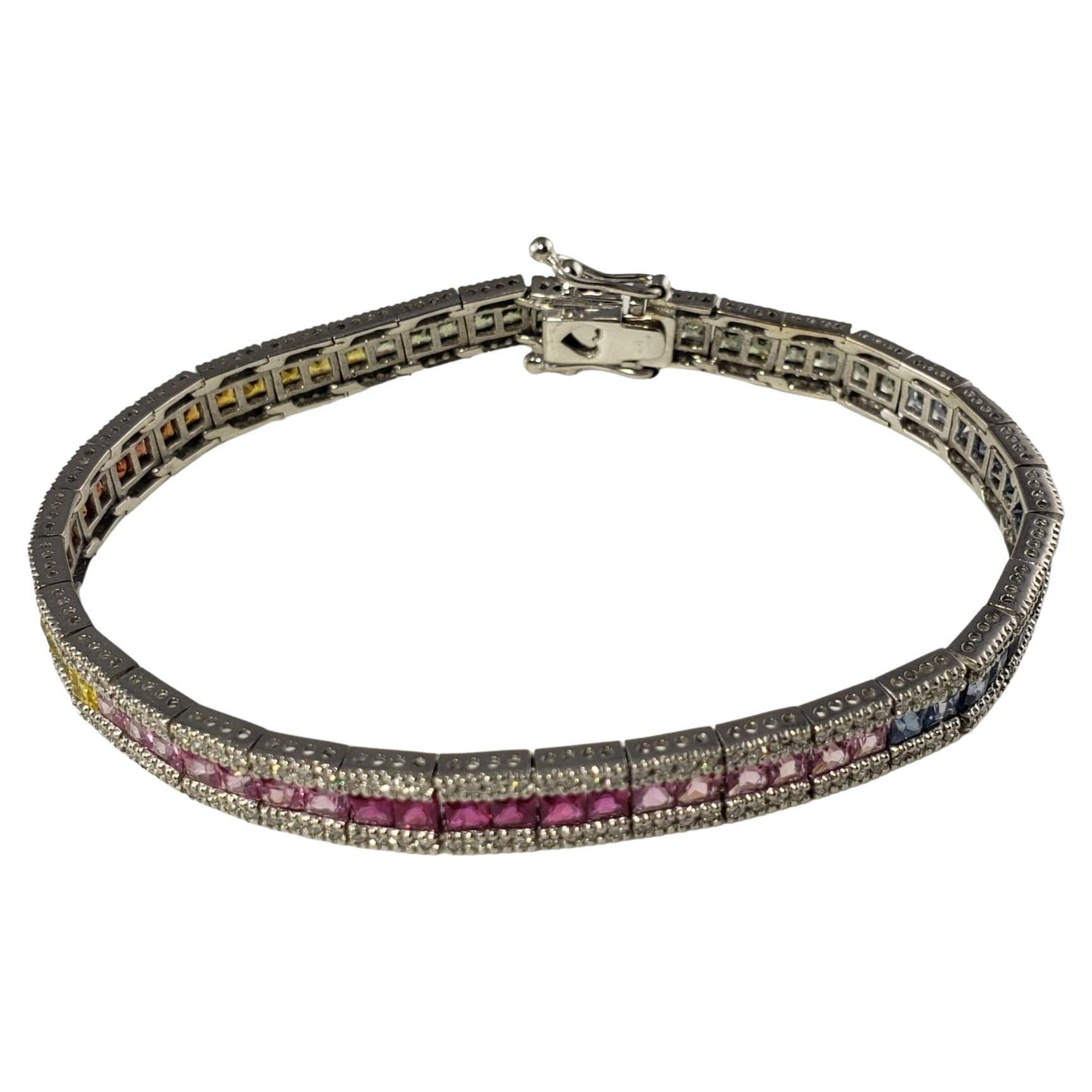 Bracciale stile arcobaleno con diamanti e zaffiri in oro bianco 14 carati #15240