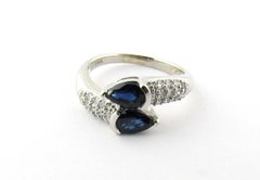 14 Karat White Gold Diamond and Sapphire Ring