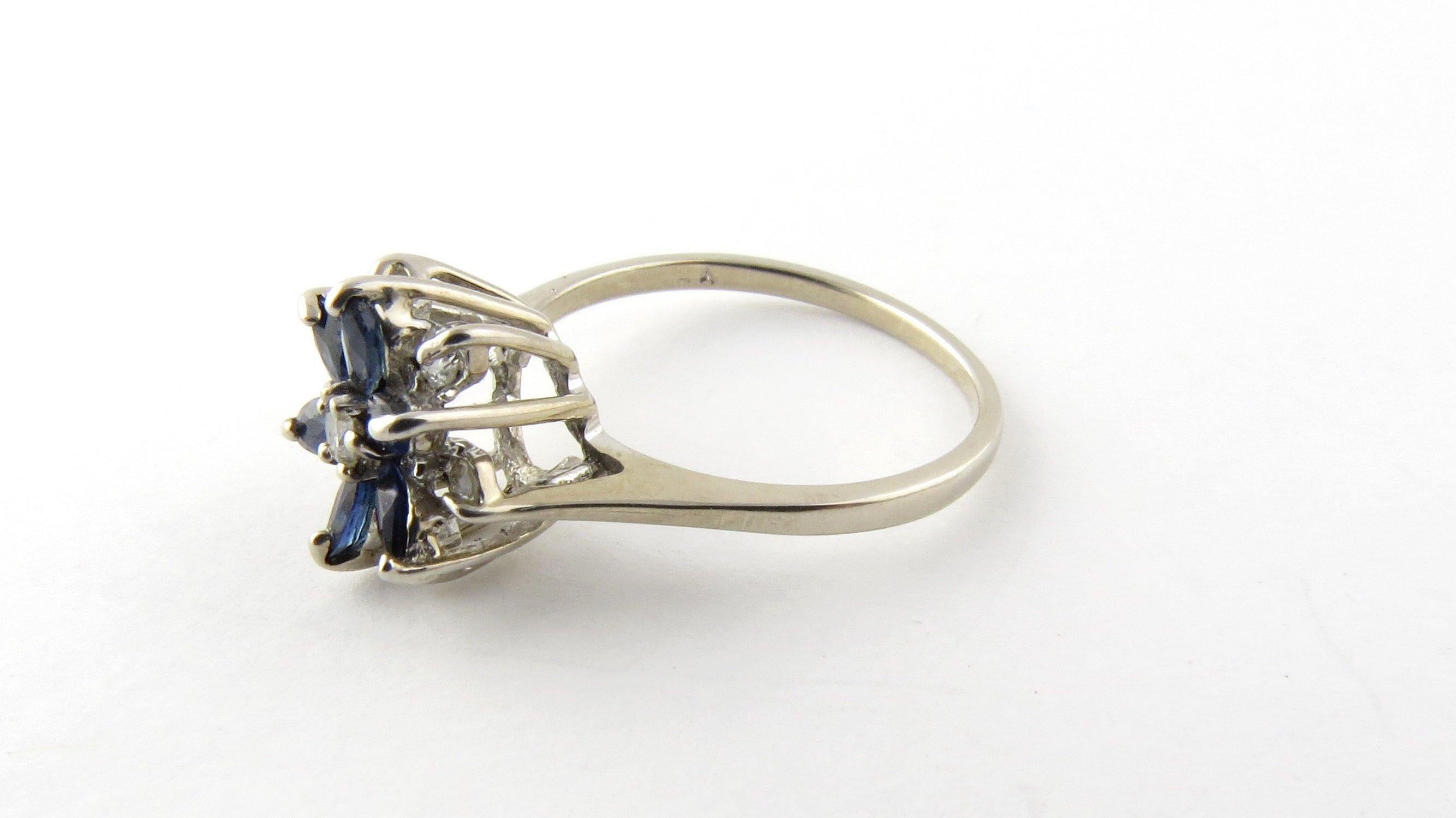 14 Karat White Gold Diamond and Sapphire Ring In Good Condition In Washington Depot, CT