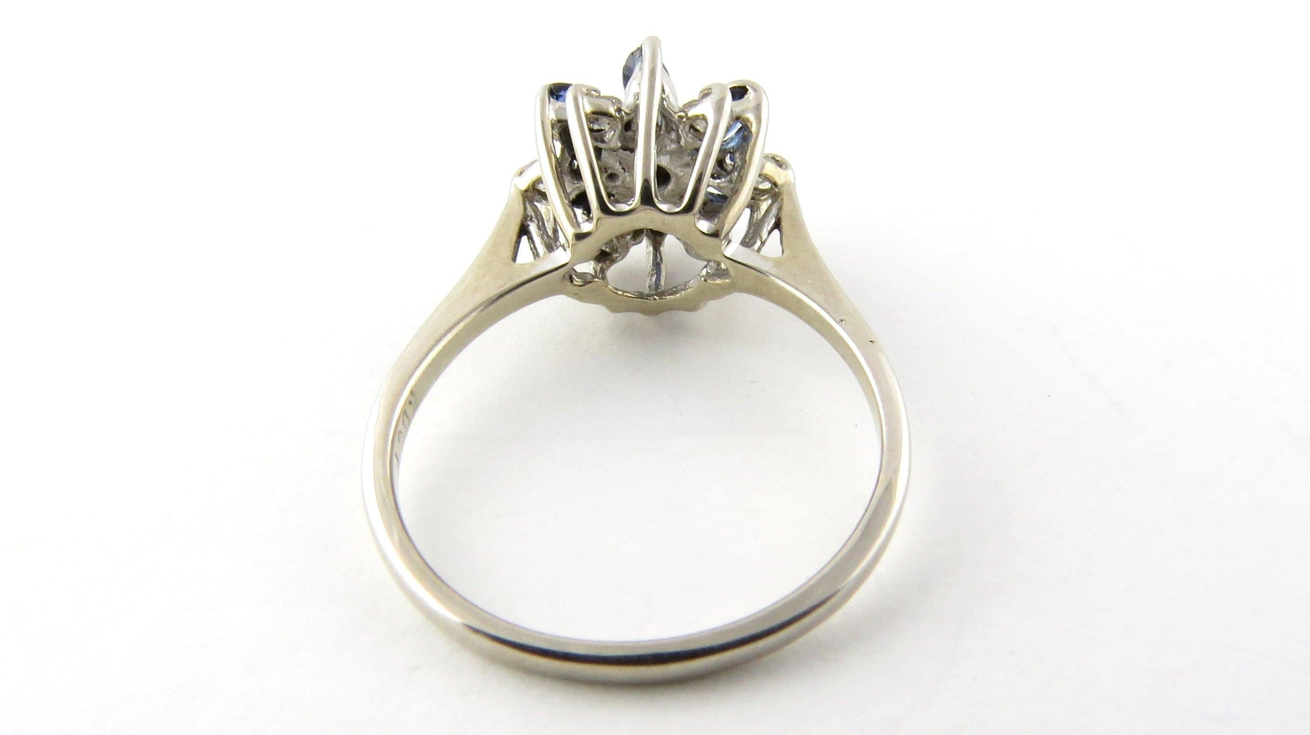 Women's 14 Karat White Gold Diamond and Sapphire Ring