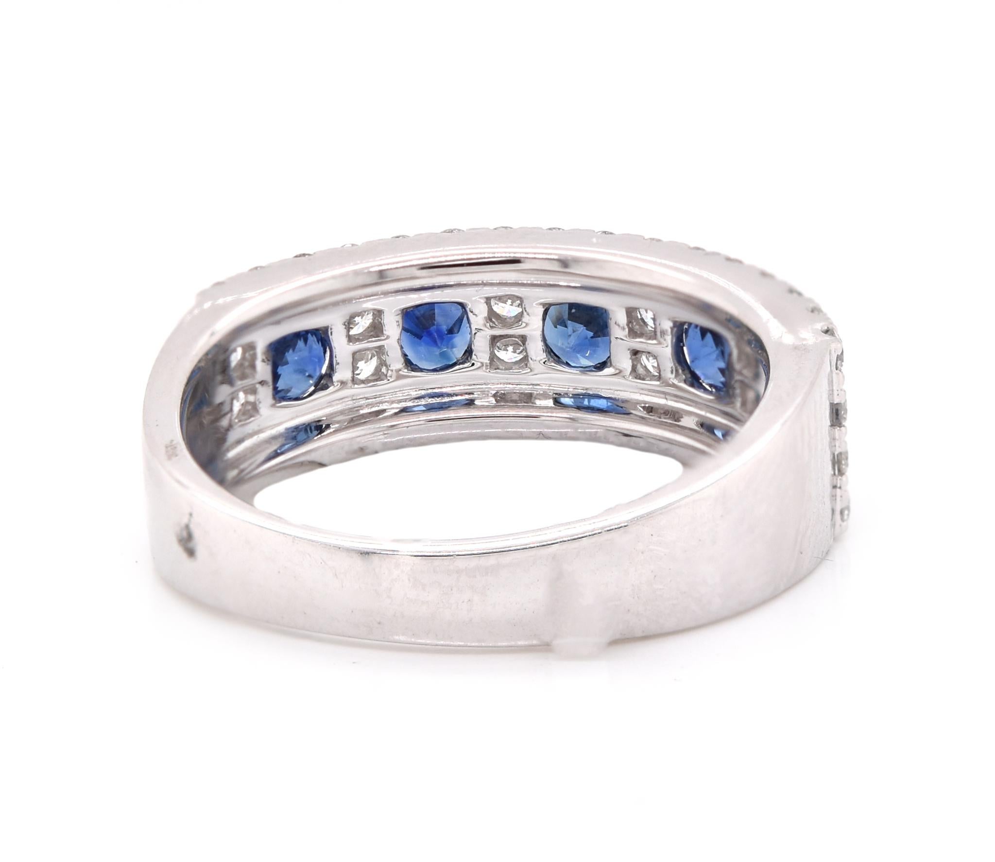 14 Karat White Gold Diamond and Sapphire Ring In Excellent Condition In Scottsdale, AZ