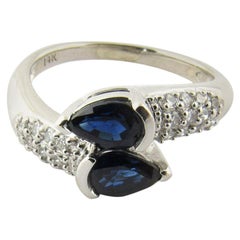 14 Karat White Gold Diamond and Sapphire Ring