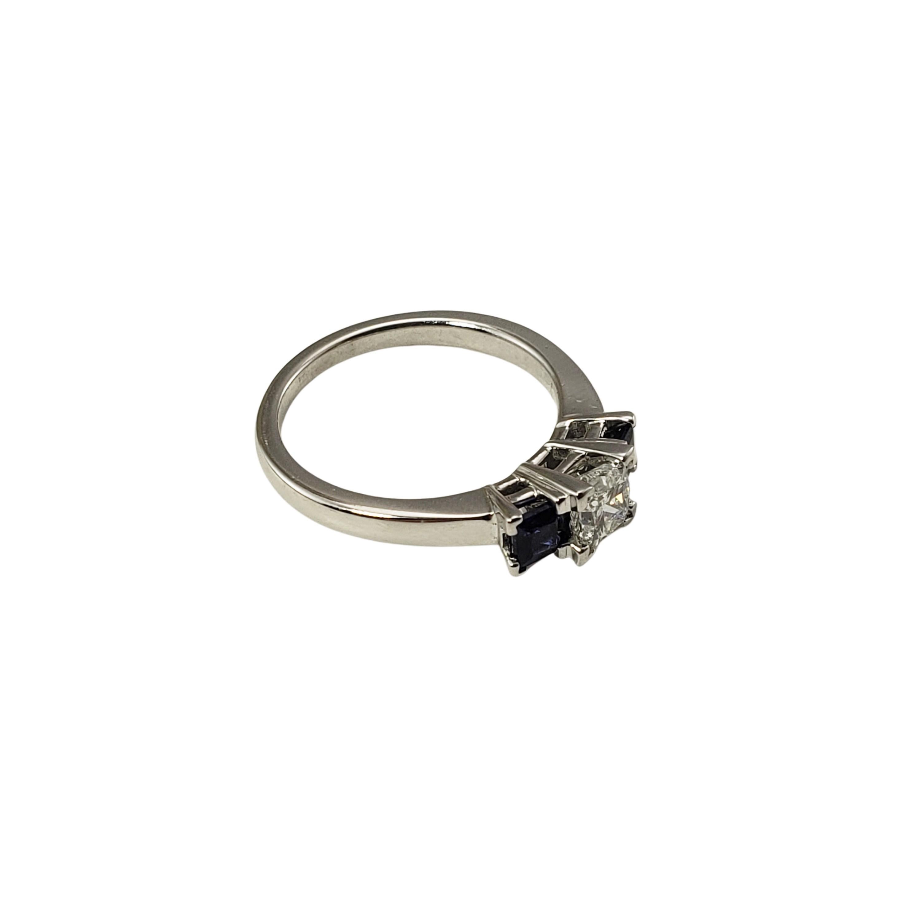 Women's 14 Karat White Gold Diamond and Sapphire Ring Size 7 For Sale