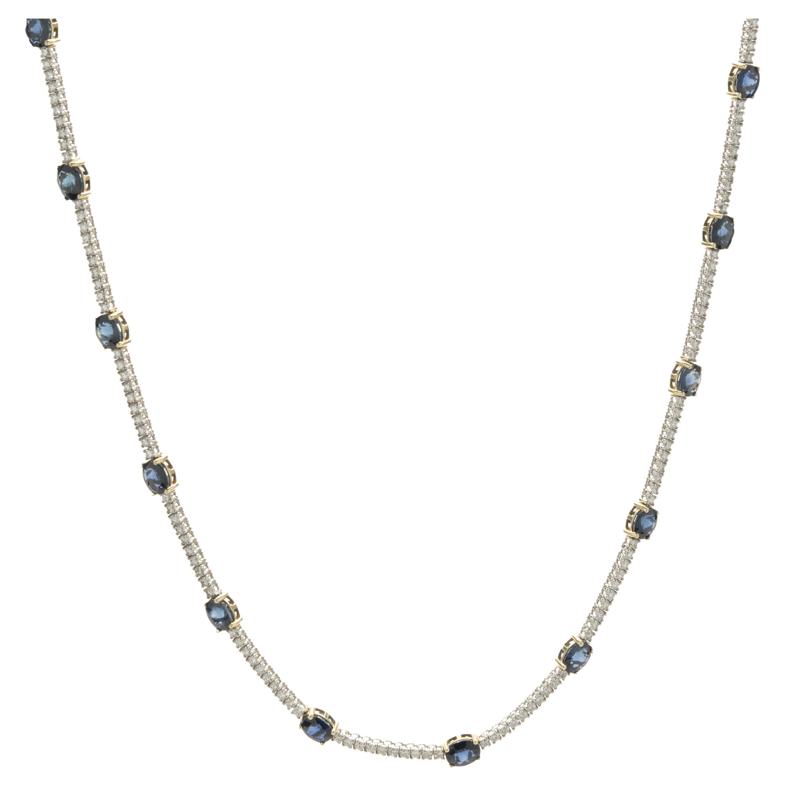 14 Karat White Gold Diamond Tennis Necklace at 1stDibs