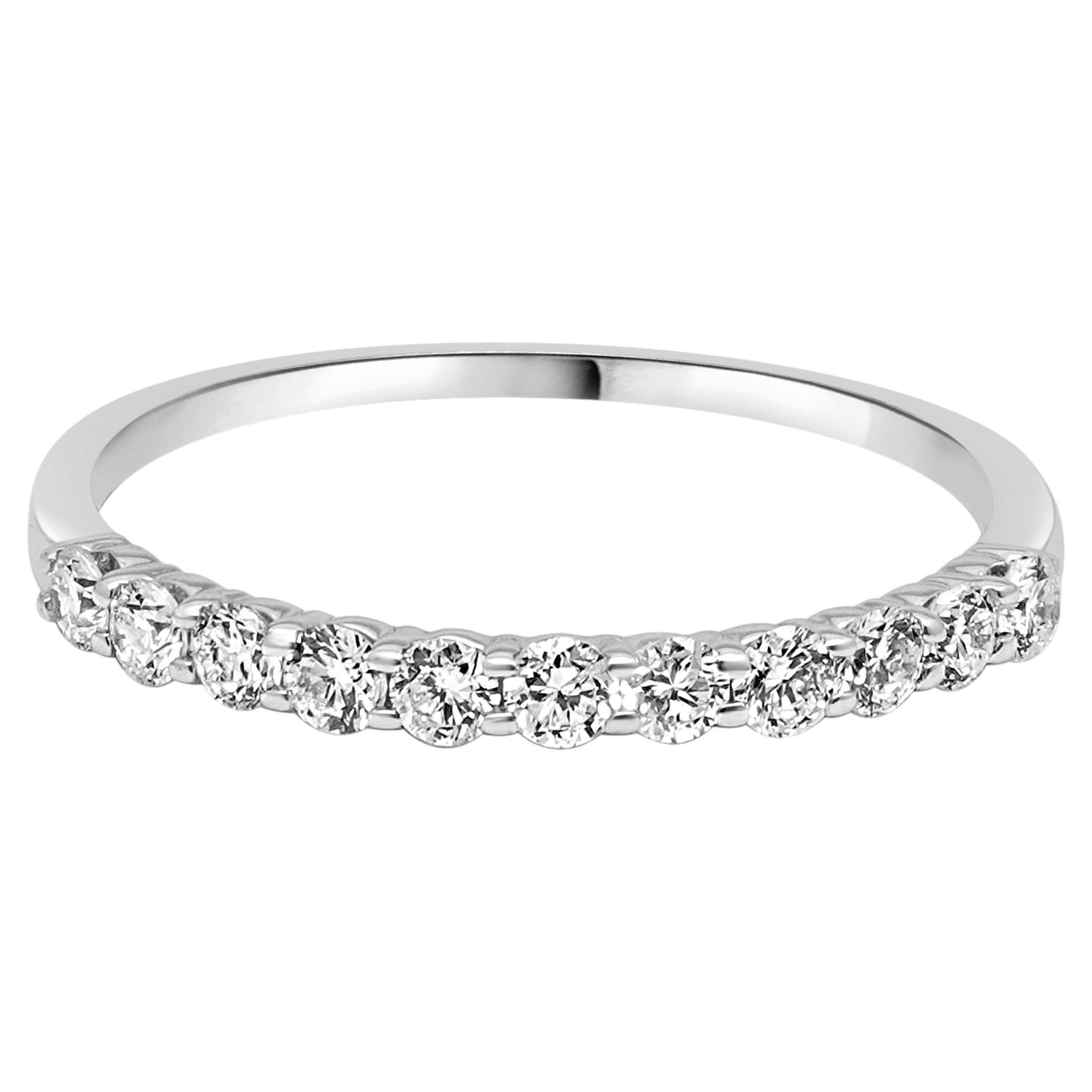 Anello anniversario con diamante in oro bianco 14 carati