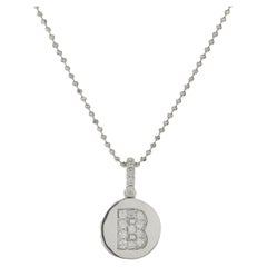 14 Karat White Gold Diamond “B” Necklace