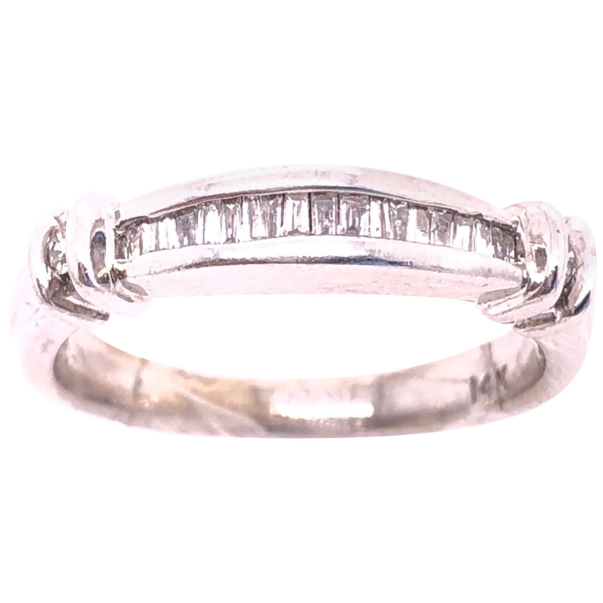 14 Karat White Gold Diamond Baguette Wedding Bridal Anniversary Band Ring