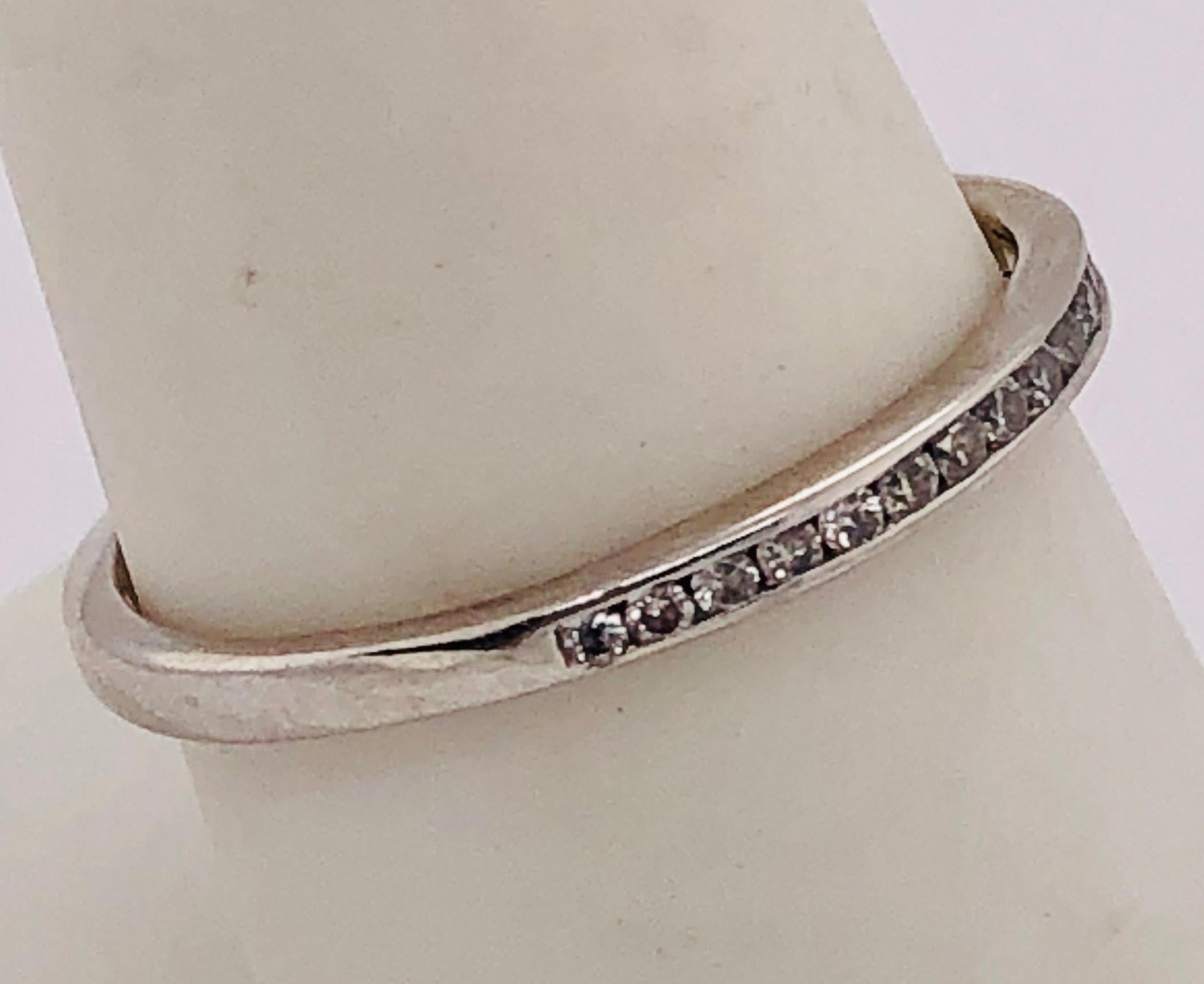 Women's or Men's 14 Karat White Gold Diamond Band / Bridal Ring For Sale