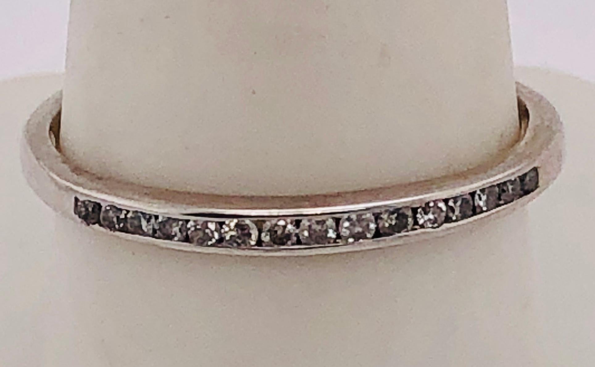 14 Karat White Gold Diamond Band / Bridal Ring For Sale 1