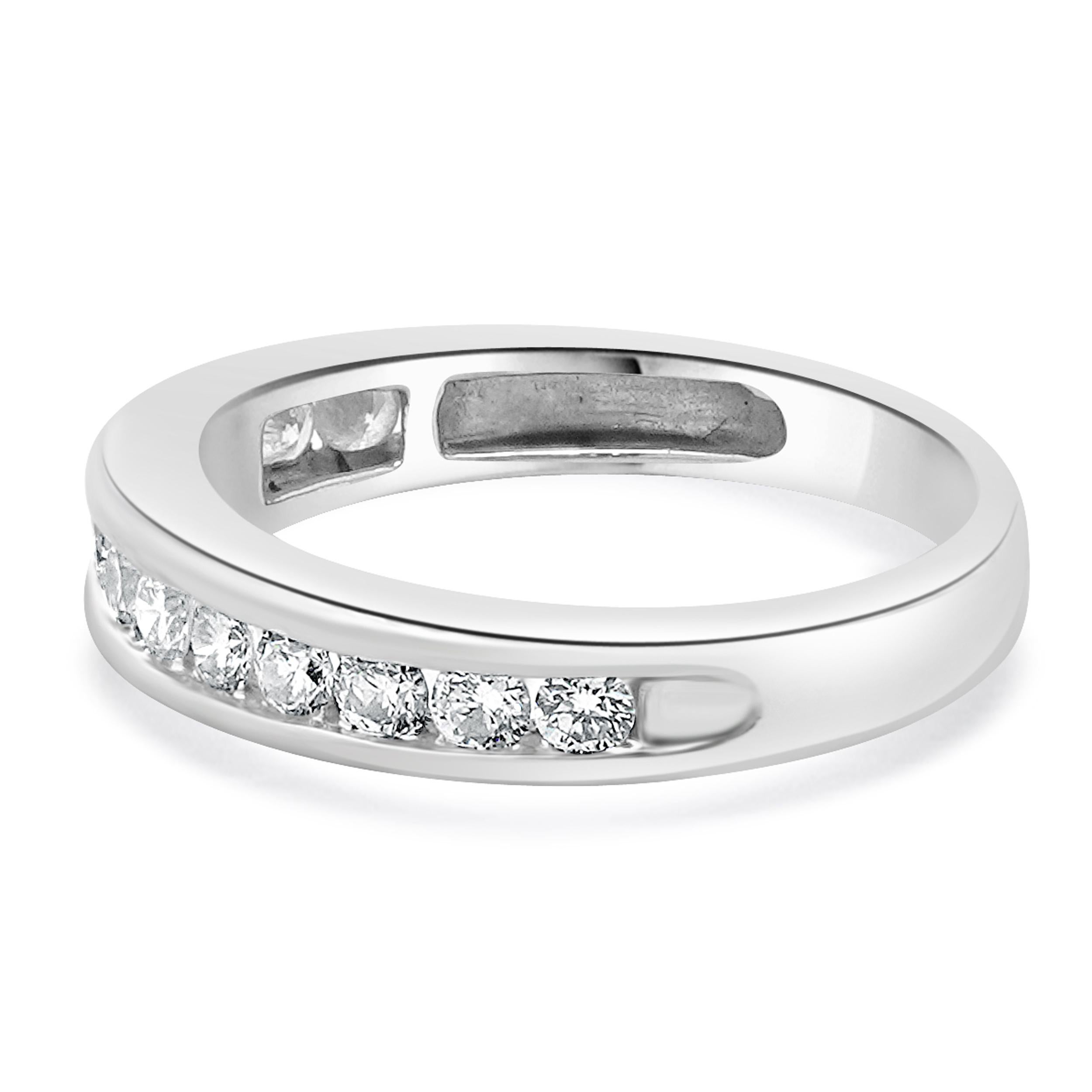 Designer: custom
Material: 14K white gold
Diamond: 13 round brilliant cut = 0.40cttw
Color: G
Clarity: SI2
Ring size: 4.75 (please allow two additional shipping days for sizing requests)
Weight: 2.80 grams
