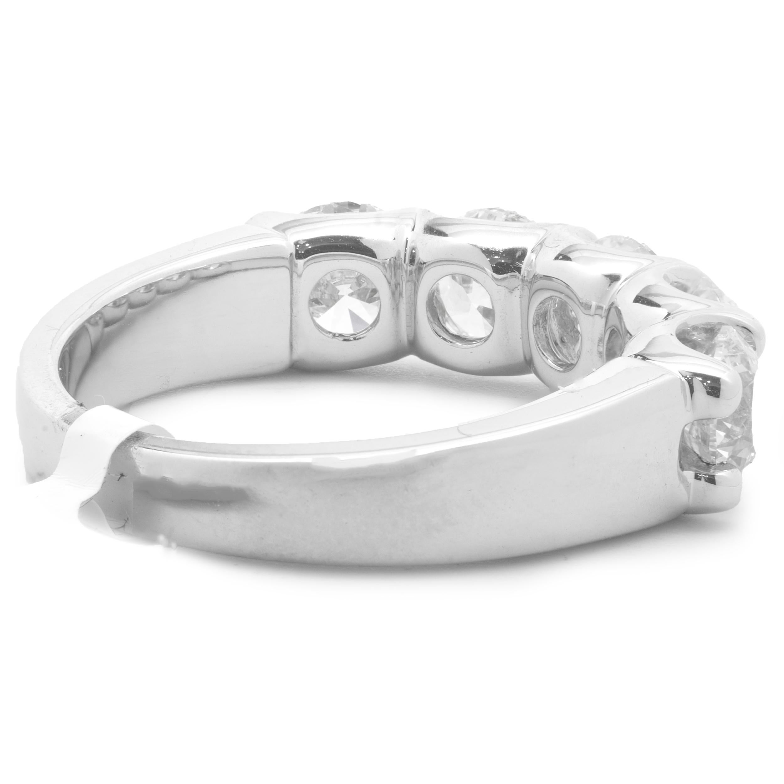 Round Cut 14 Karat White Gold Diamond Band For Sale