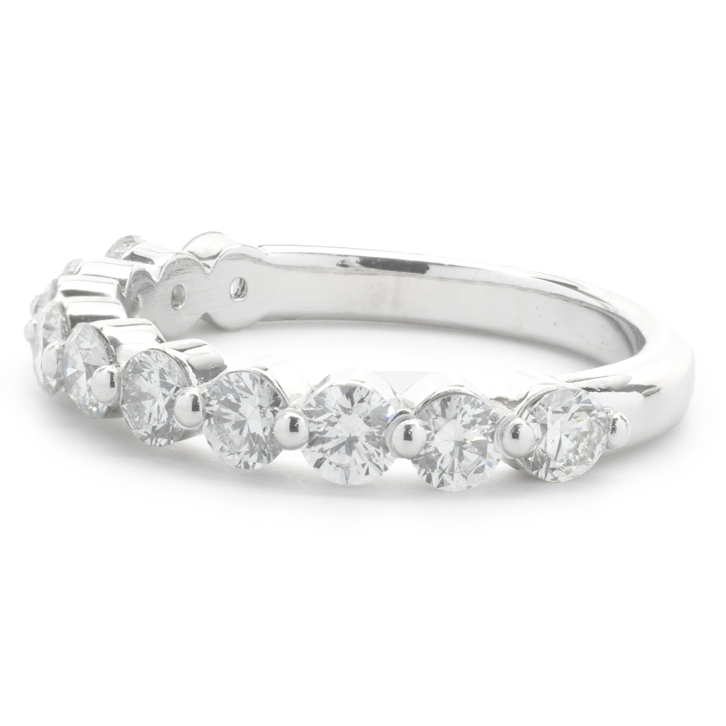 Round Cut 14 Karat White Gold Diamond Band For Sale