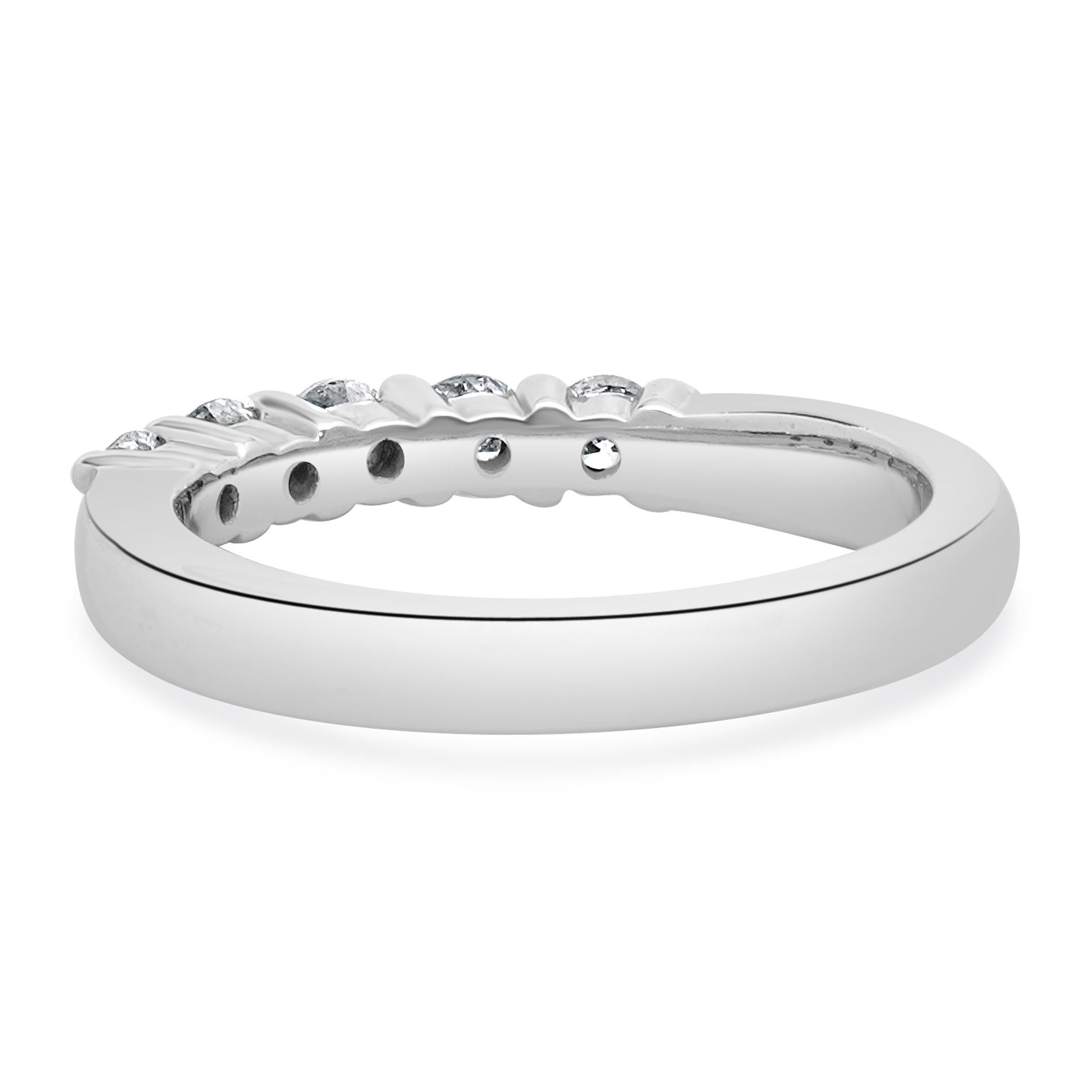 Round Cut 14 Karat White Gold Diamond Band For Sale