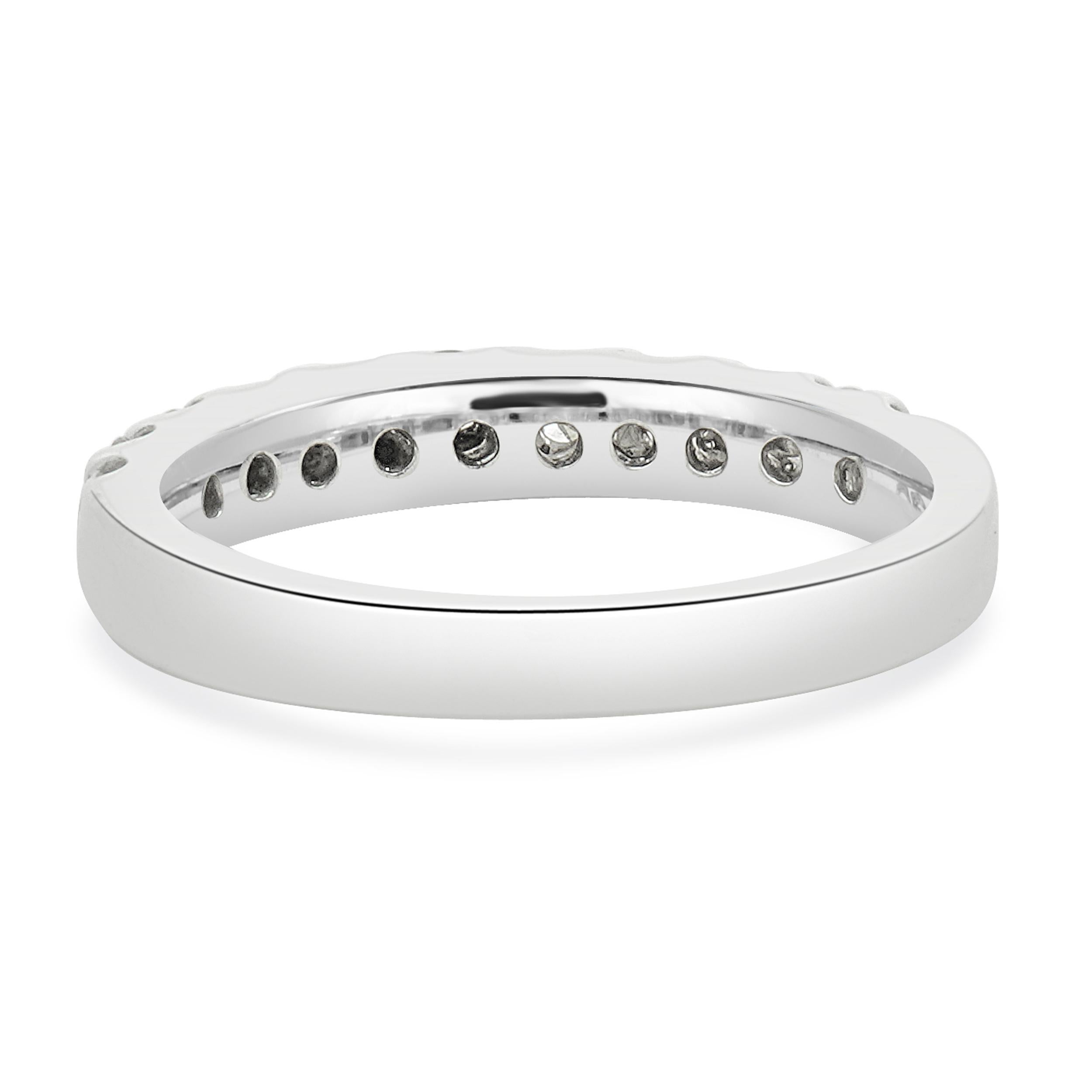 Round Cut 14 Karat White Gold Diamond Band For Sale
