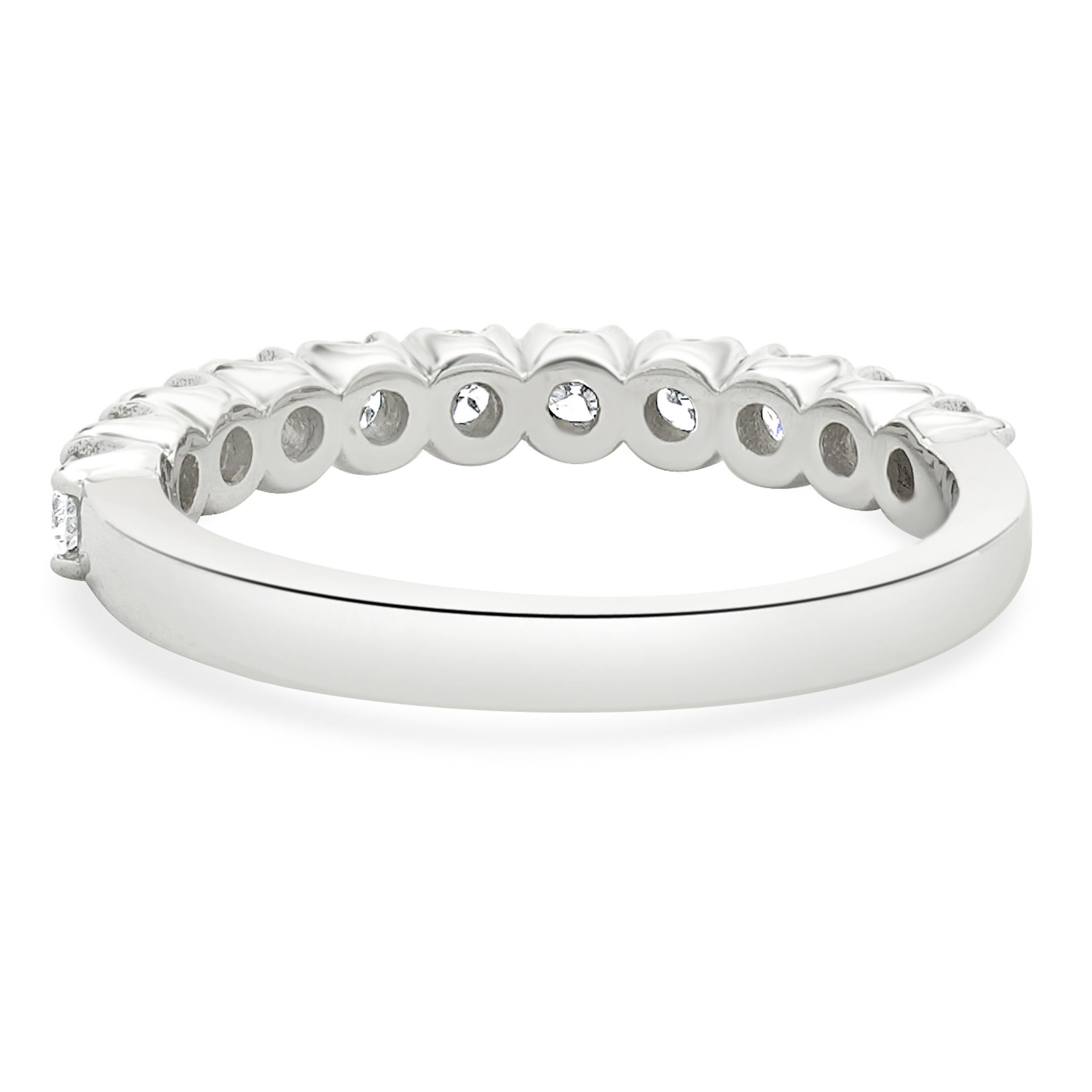 Round Cut 14 Karat White Gold Diamond Band For Sale
