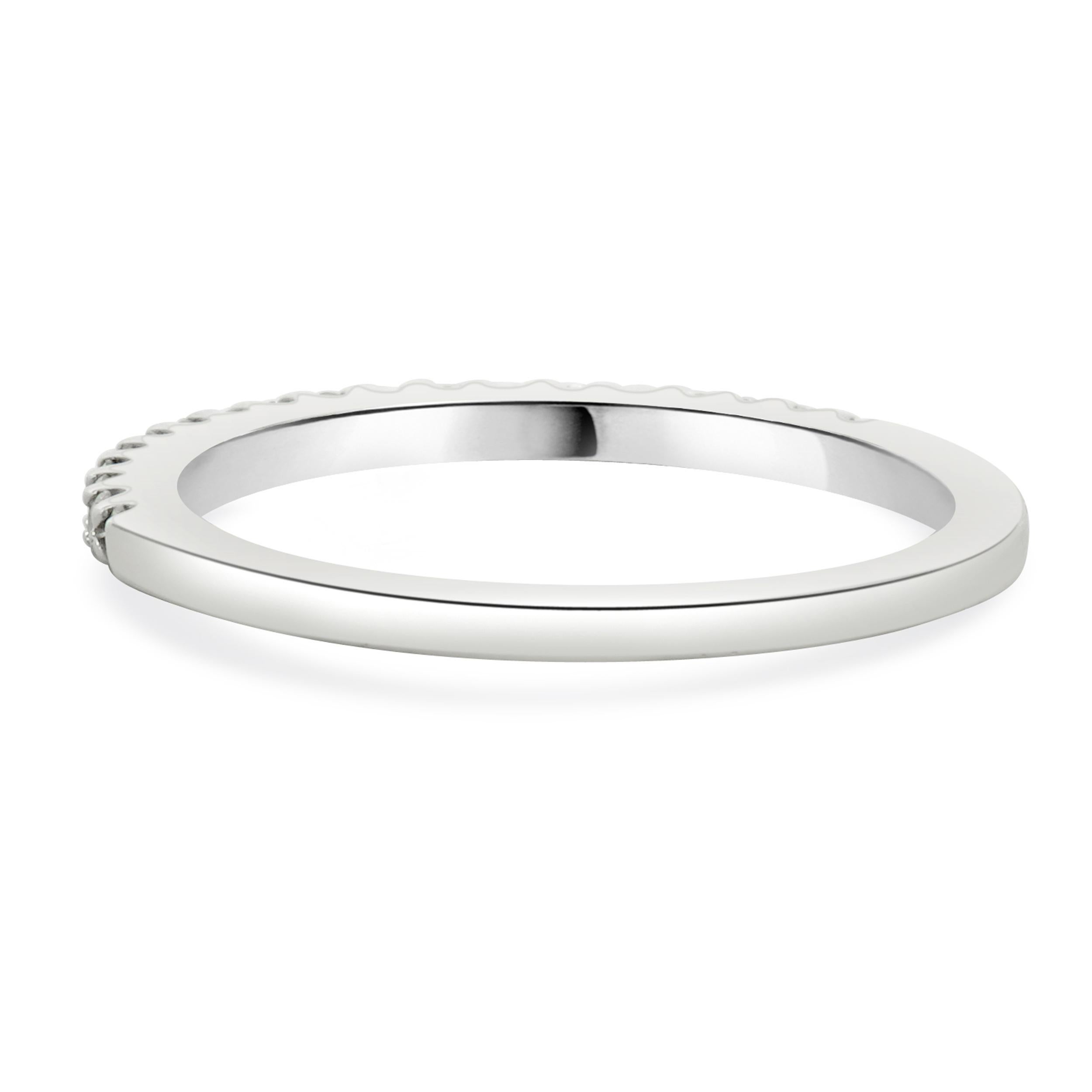 Round Cut 14 Karat White Gold Diamond Band For Sale