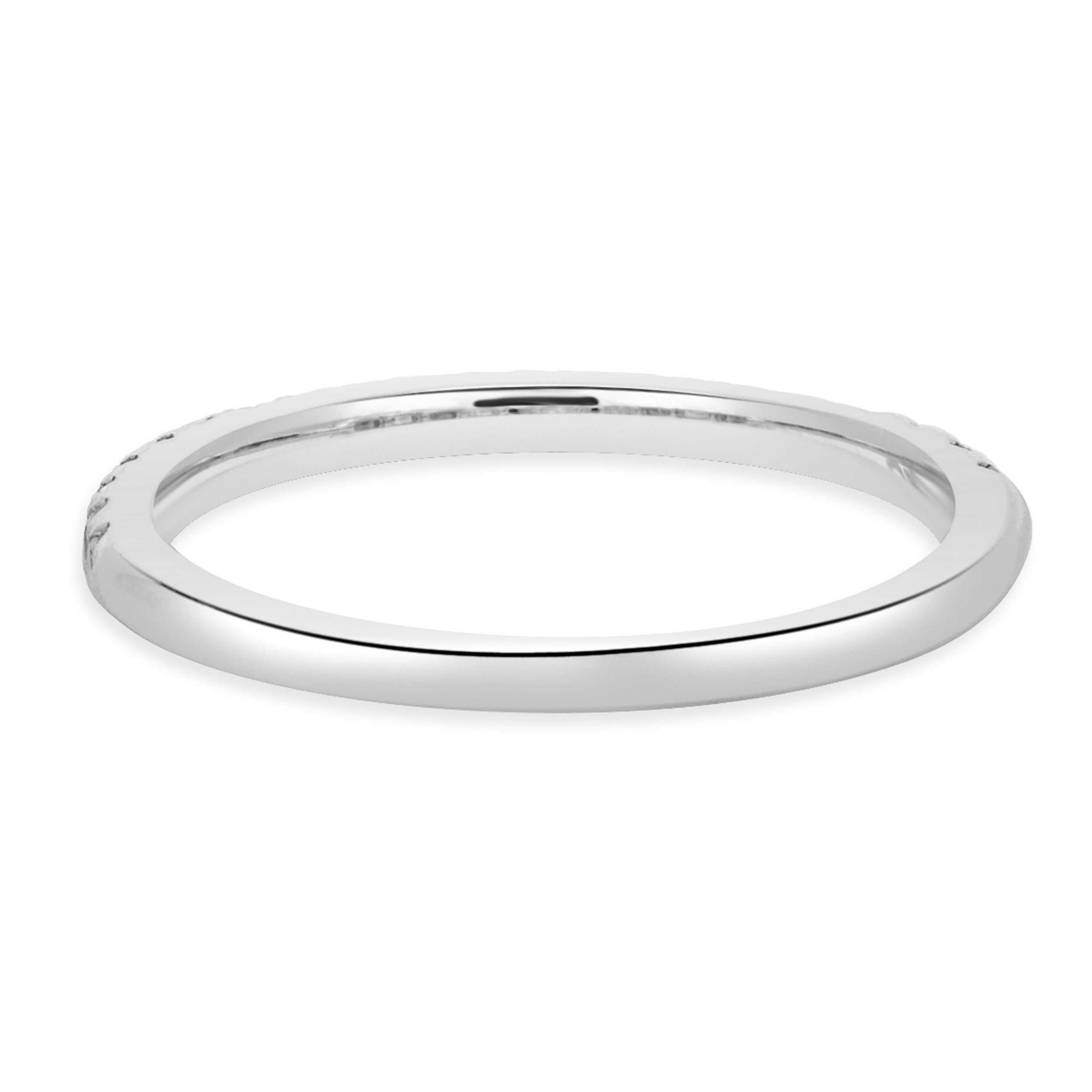 Round Cut 14 Karat White Gold Diamond Band For Sale