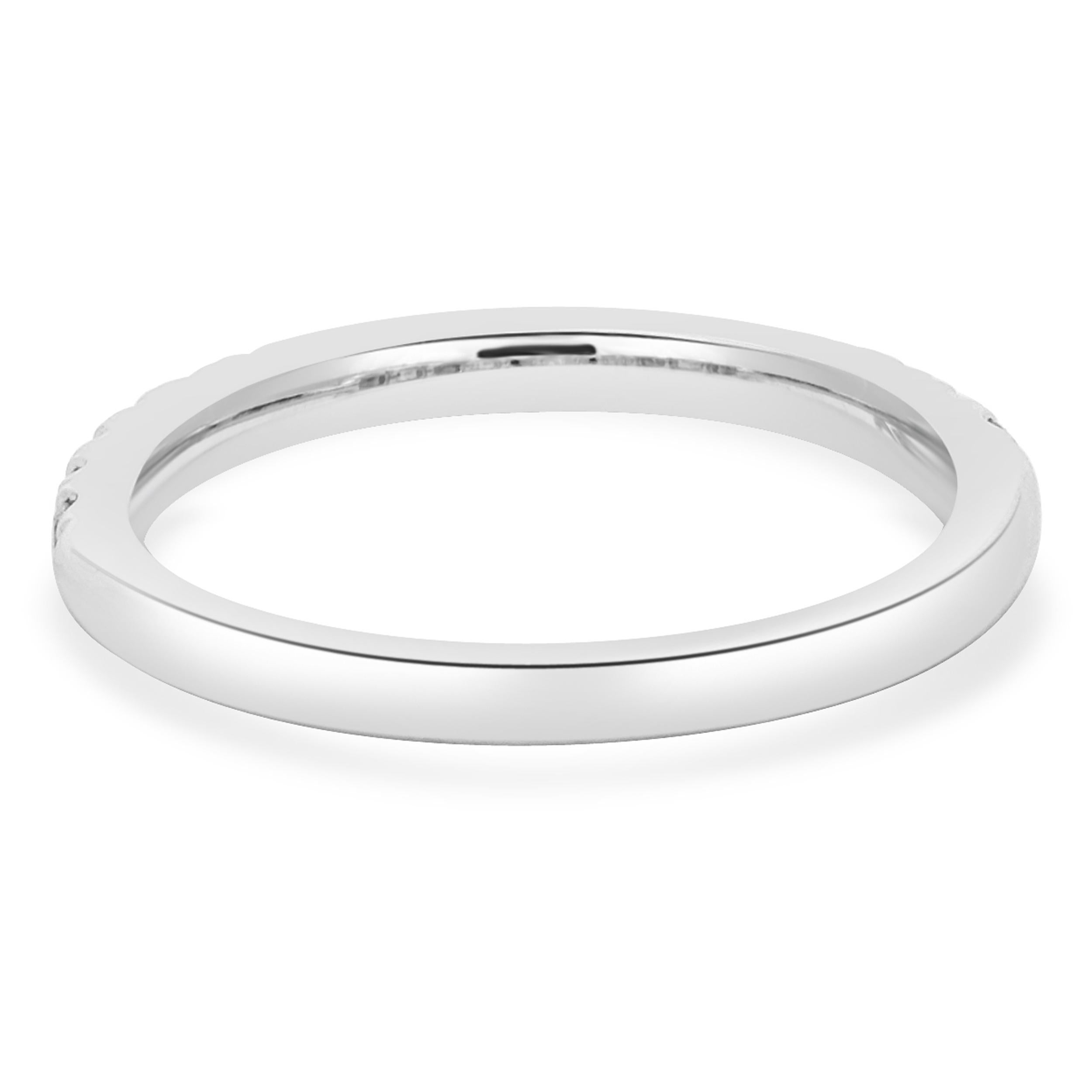 Round Cut 14 Karat White Gold Diamond Band For Sale