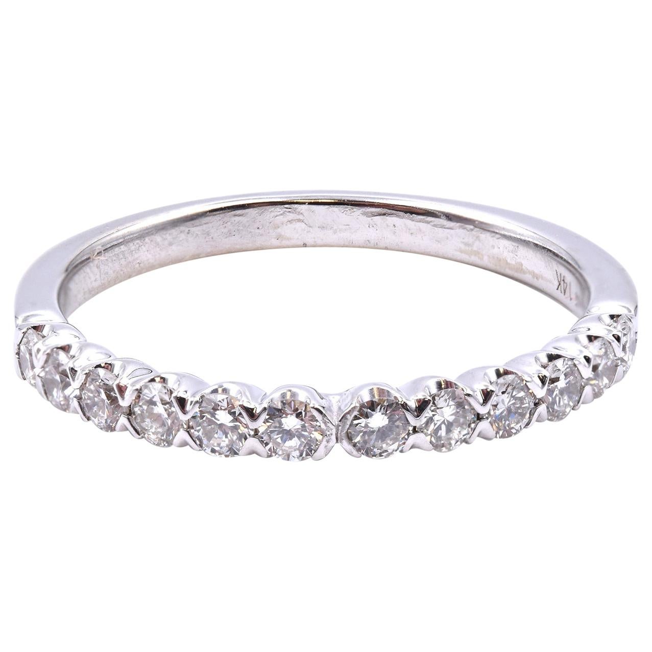 14 Karat White Gold Diamond Band