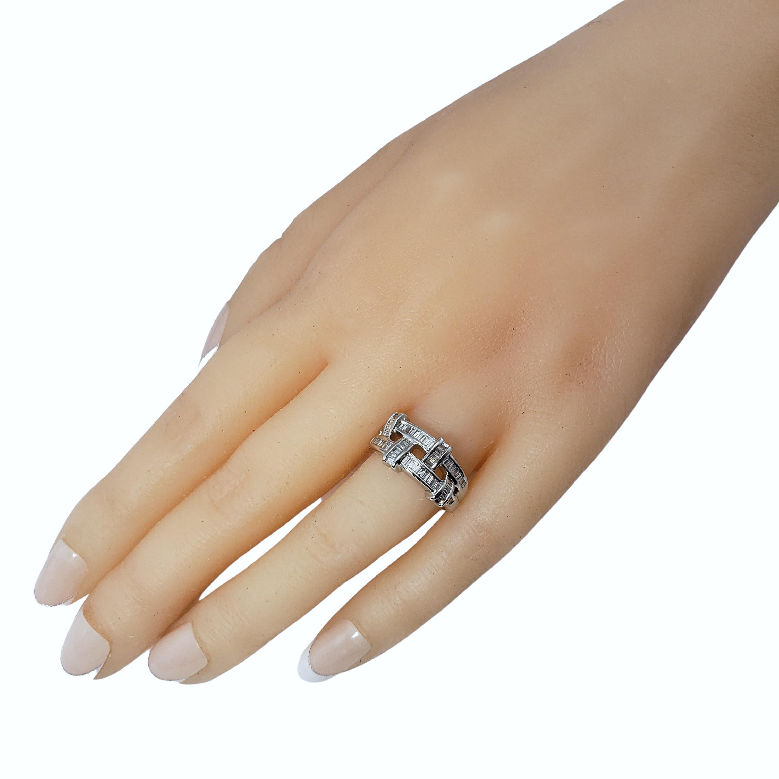 Baguette Cut 14 Karat White Gold Diamond Band Ring For Sale