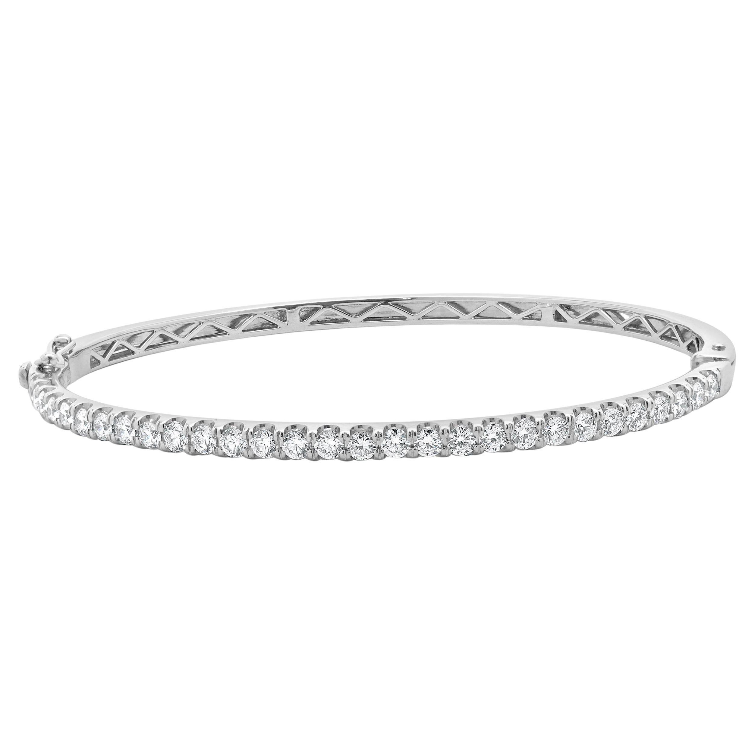 14 Karat White Gold Diamond Bangle Bracelet