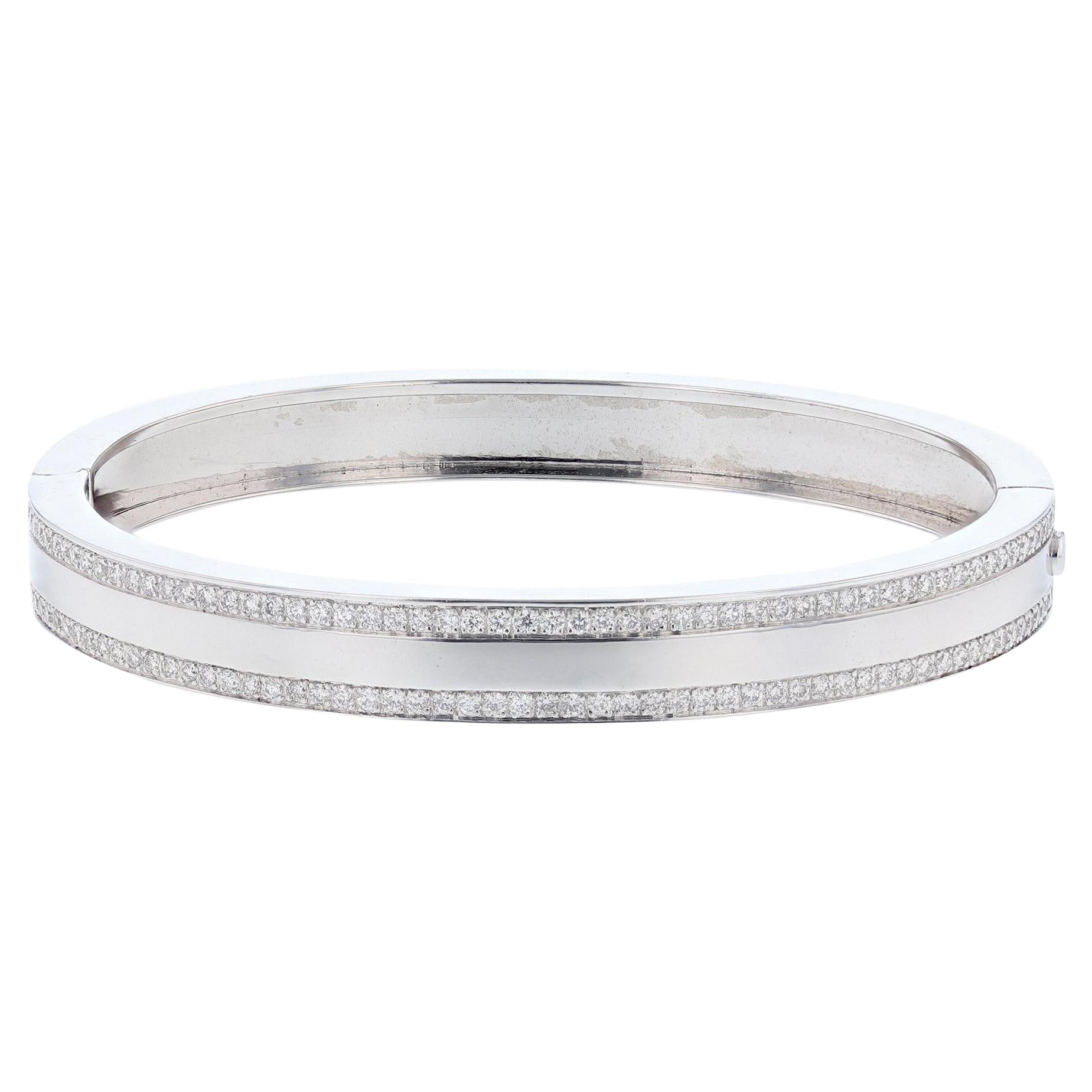 Bracelet jonc en or blanc 14 carats avec diamants
