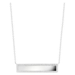 14 Karat White Gold Diamond Bar ID Pendant Necklace