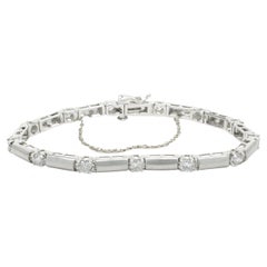 14 Karat White Gold Diamond Bar Link Bracelet