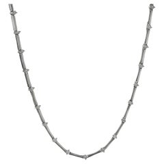 14 Karat White Gold Diamond Bar Link Necklace