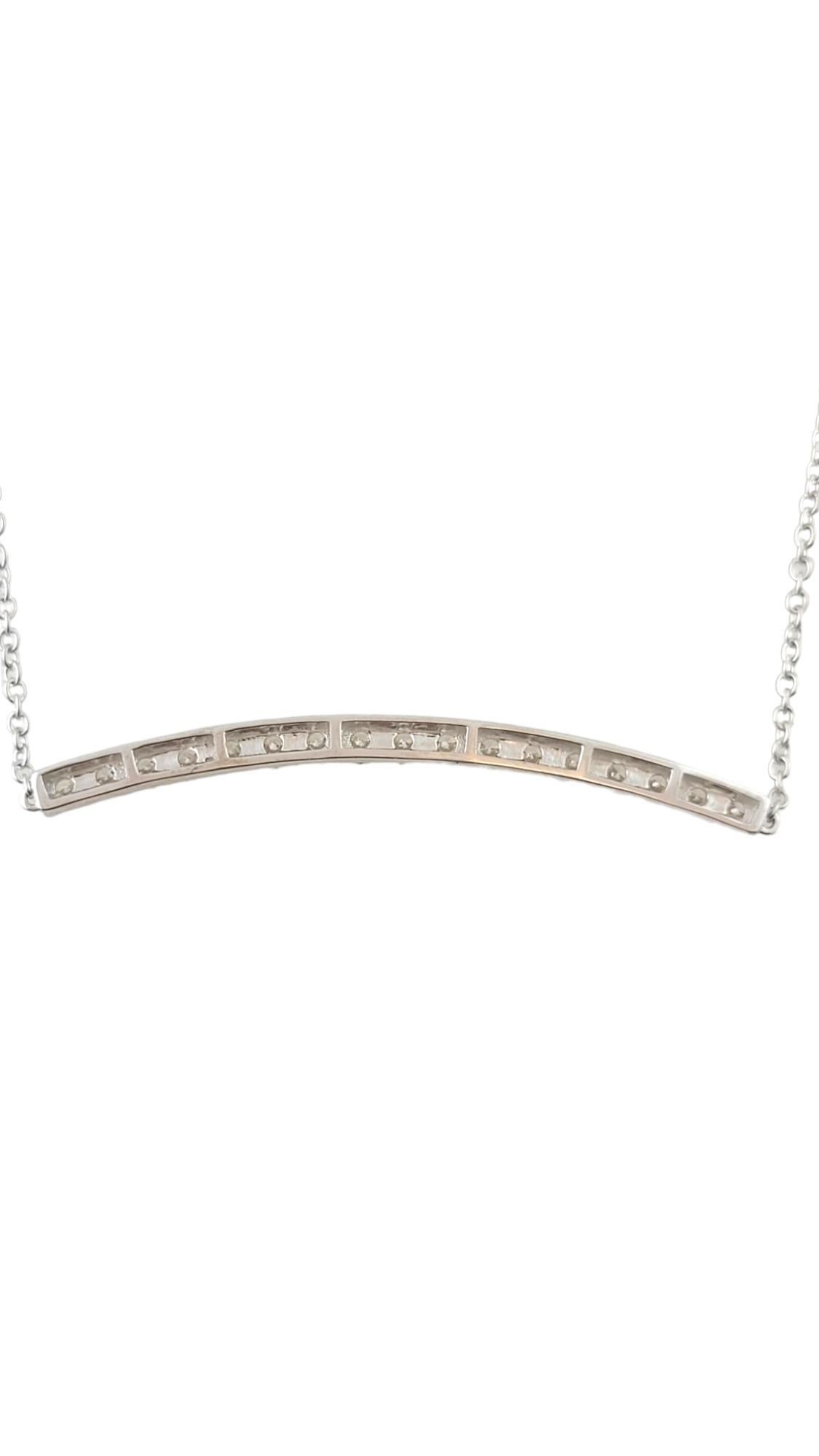 14 Karat White Gold Diamond Bar Necklace #17638 In Good Condition For Sale In Washington Depot, CT