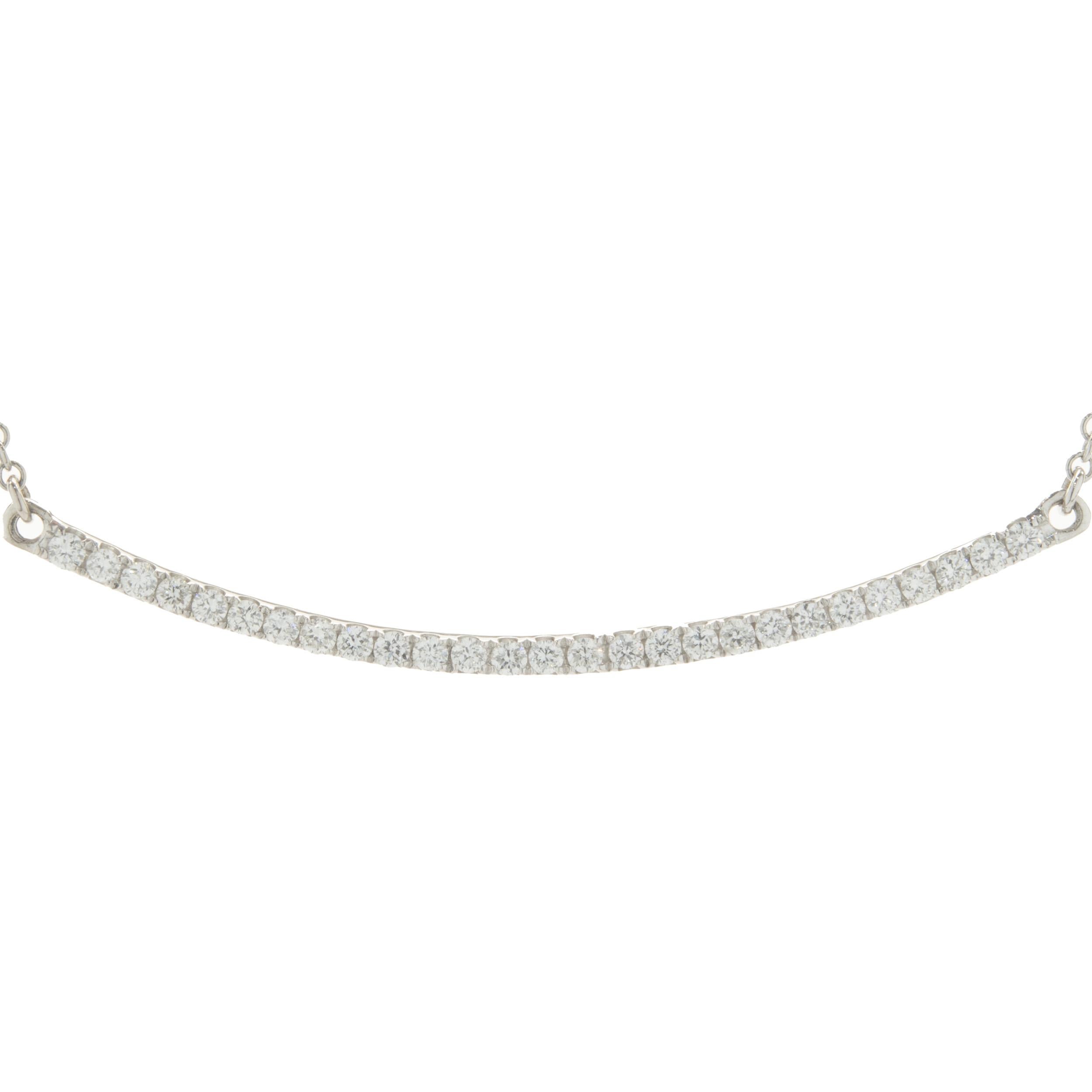 Designer: custom design
Material: 18K white gold
Diamond: round brilliant cut = 0.22cttw
Color: G
Clarity: VS2
Dimensions: necklace measures 18-inches in length 
Weight: 2.25 grams