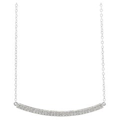 Collier à barre en or blanc 14 carats avec diamants