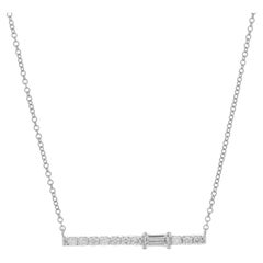 14 Karat White Gold Diamond Bar Necklace